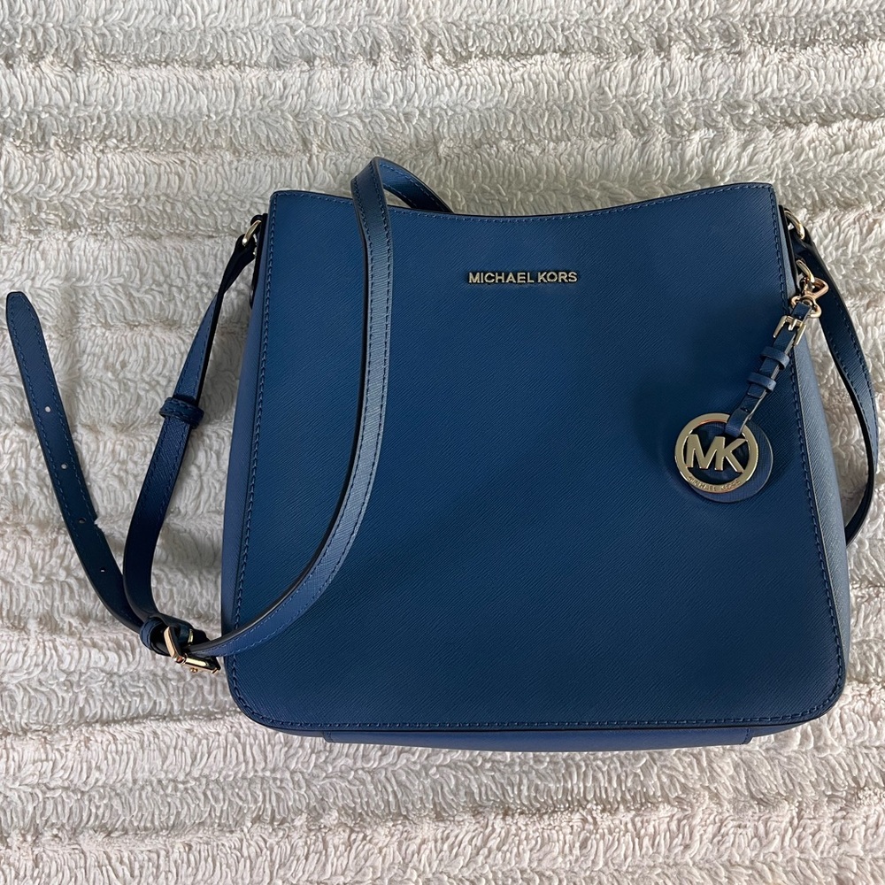 Michael Kors Jet Set Travel Large Messenger Bag Blue NWOT